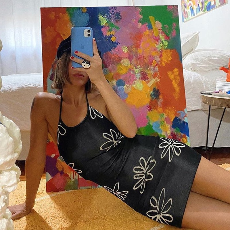 Backless Print Dress